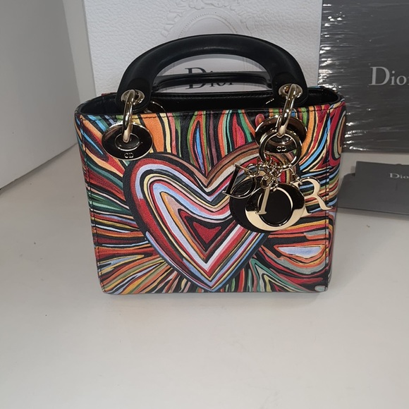 Lady Dior MiniHeart Design multicolor leather Limited Edition Purse/Crossbody - Picture 2 of 10